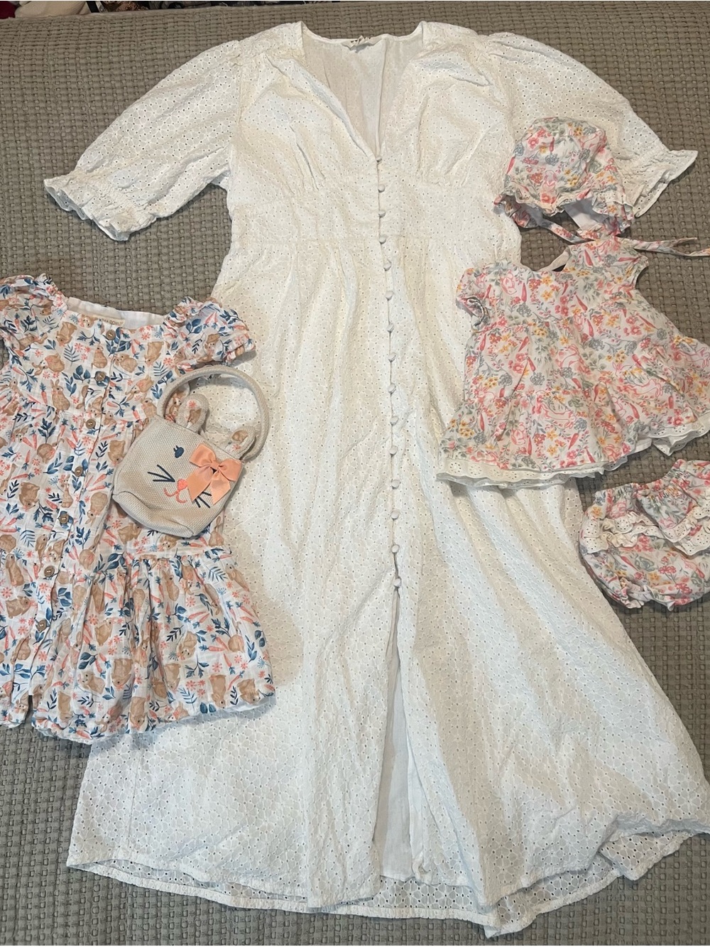 Mommy & Me Easter Dress Bundle | Boden 10R + Cynthia Rowley 5T & 3-6M + Bonnet